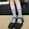 Ballet-style Bow Pile Socks, Women's Mid-calf Socks, Summer Thin Mesh Perforated Polka Dot Socks