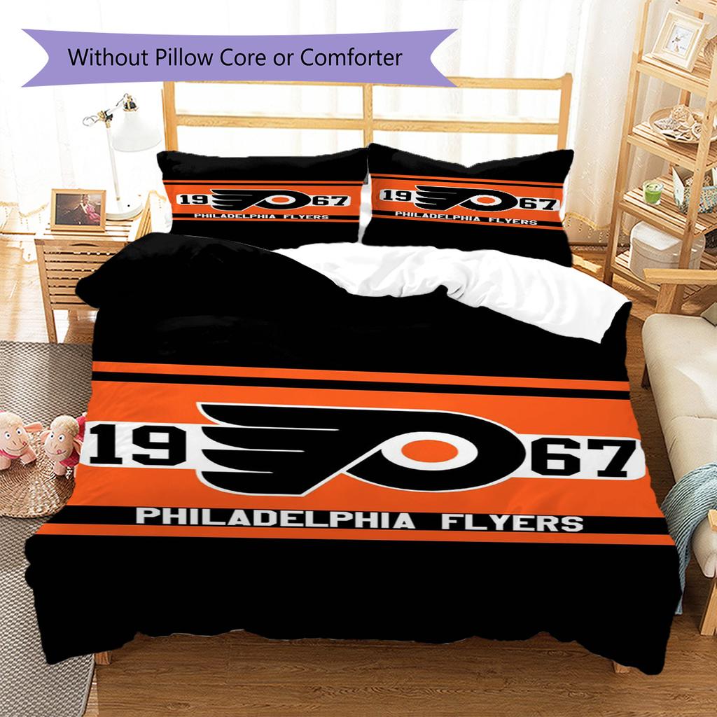 Philadelphia Flyers Logo Pattern Bedding Set Quilt Cover Pillowcase Home Decor Gift (1 * duvet cover + 2 * pillowcase, without core)