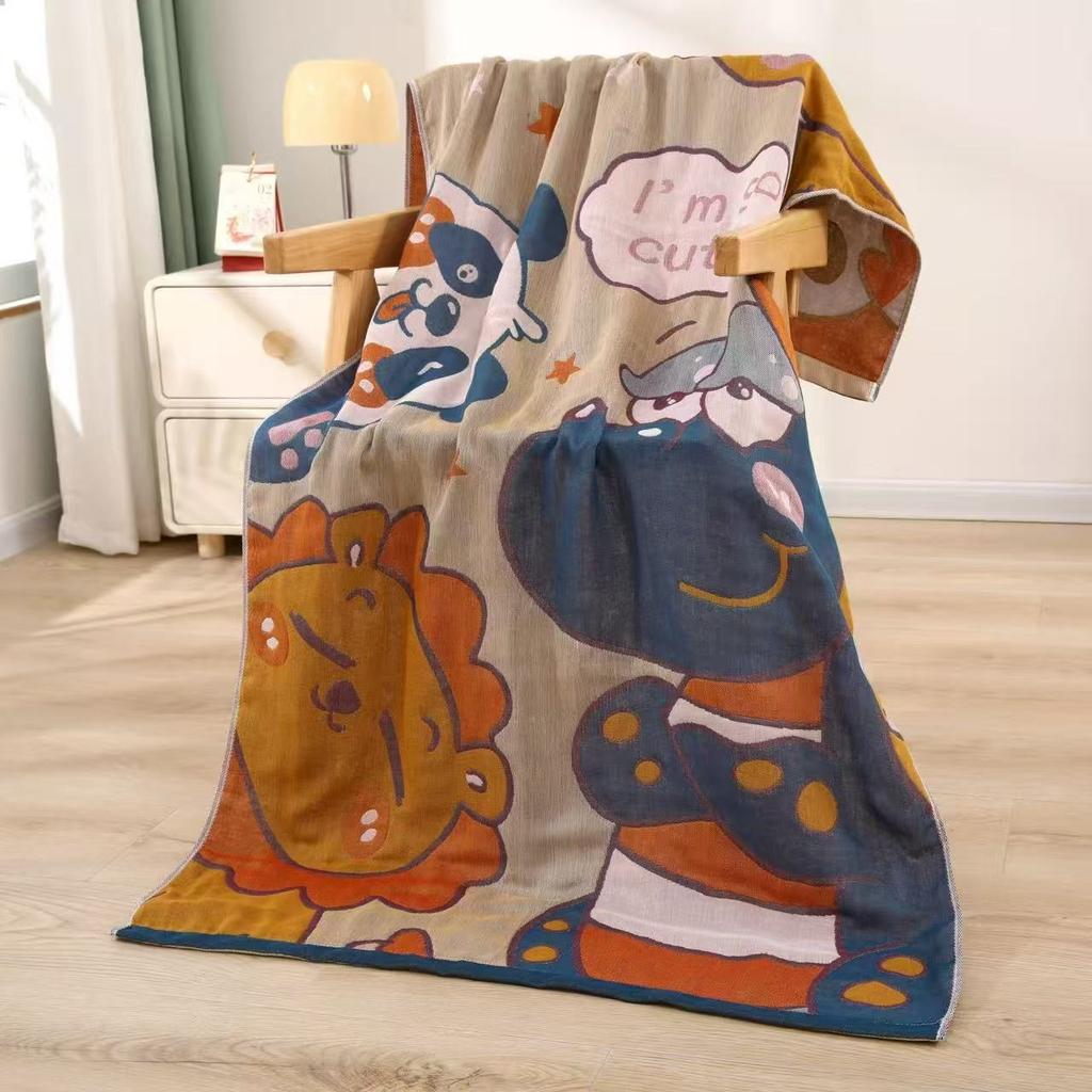 Country Flowers Adult Bath Towel Soft Large Size Cotton Gauze Beach Towel Jacquard Swimming Pool Bath Wrap Quick-Dry
