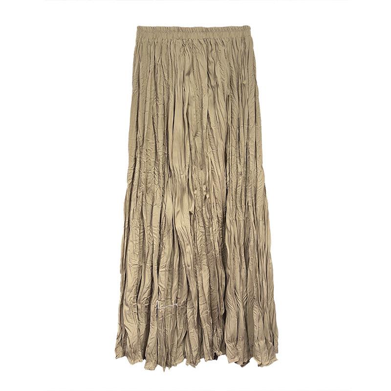 Extended crushed skirt Women's dance long skirt Korean high temperature setting pleated skirt Elegant pleated skirt