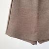 Women's Plus Size Grey Woolen A-Line Casual Skirt Pants - Korean Style High-Waisted Winter Shorts Skirt