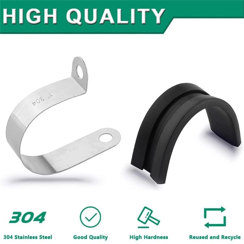 110Pcs Cable Clamp Stainless Steels Rubber Coated Cushioned Insulated Cable Clamps Metal Wire Clamps Easily to Install