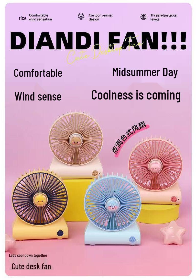 Rechargeable Cute Cartoon USB Mini Desktop Fan 13.9 cm