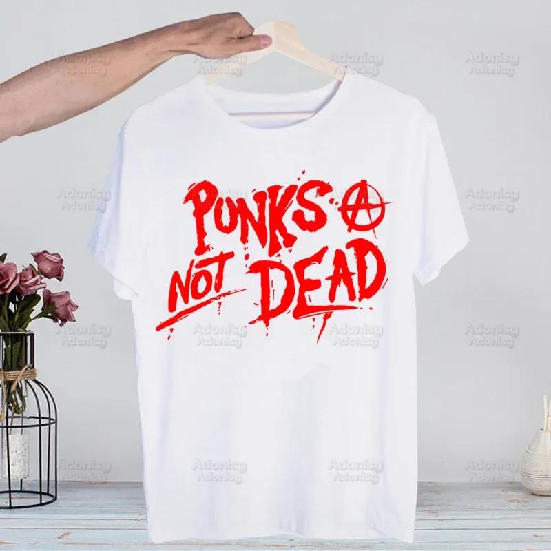 Punks Not Dead Rock T Shirts Print O-Neck Short Sleeve Regular Mens Heigh Quality Men Hip-Hop T Shirt