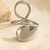 Geometric Stainless Steel Ring Teardrop Glossy Shape Minimalist Fashion Ring for Women  Everyday Commuter with Daily Wear