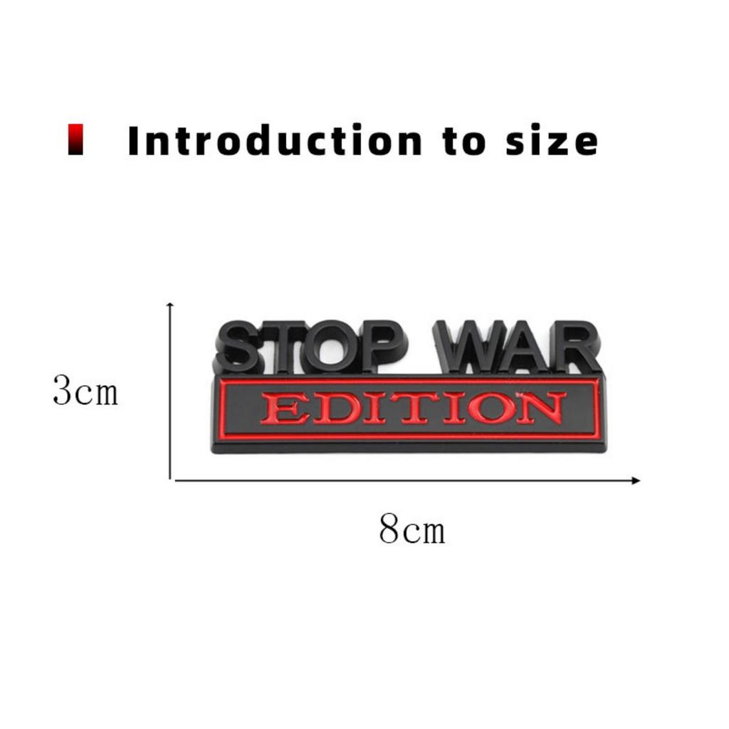 1Pc 3D Metal Stop War Edition Logo Car Front Grille Badge Side Fender Rear Trunk Emblem Sticker Decal