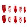24 Pcs Glittering Full Cover Stick on Nail Valentines Day False Nail Press On Nail Almond Shape Artificial Nail