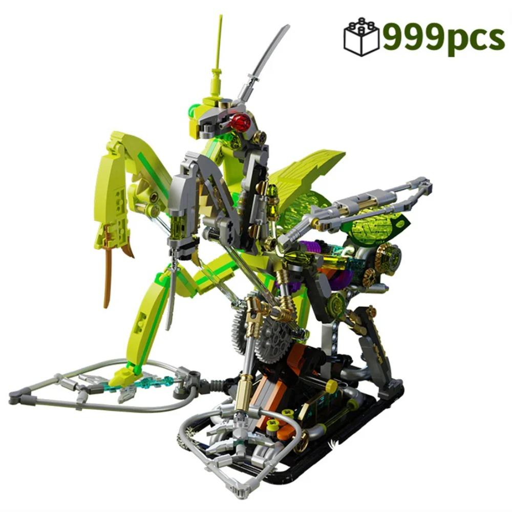 FUNXINEE 999Pcs Mantis Robot Building Blocks Set With Light Creative 3D Puzzle Model Desk Decoration Best Gift For Kids Adults