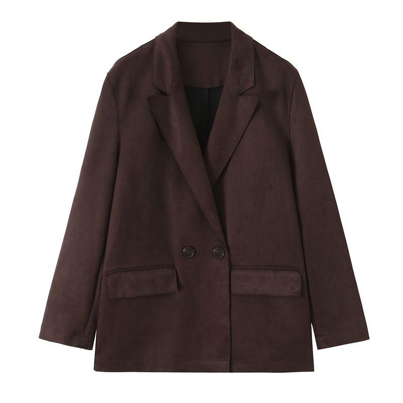 

Kaslead New Arrival Women s Clothing Fashion Style Fashion Loose Suede Effect Suit Outwear 3046271 Brown L