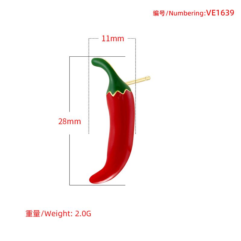 ZHUKOU Enamel Oil Drop Red Big Pepper Earrings Personality Europe And The United States Wind Women's Earrings:VE1639