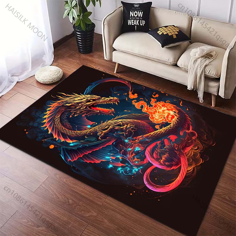 1PC Dreamy Eastern Dragon Pattern Carpet for Living Room Bedroom Sofa Home Decor Non-slip Floor Mat Large Size Luxury Gift