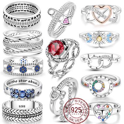 Rings Original 925 Silver Rings Simple Zircon Heart Ring for Wedding Valentine's Day Women Ring Jewelry Gift