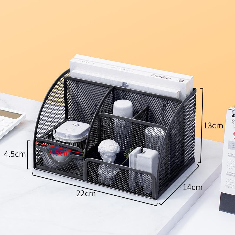Porte-stylo métallique multifonctionnel de bureau avec tiroir – Organiseur de papeterie créatif et mignon pour bureau et étudiant