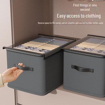 Large Foldable Clothing Storage Box with Lid and Drawers