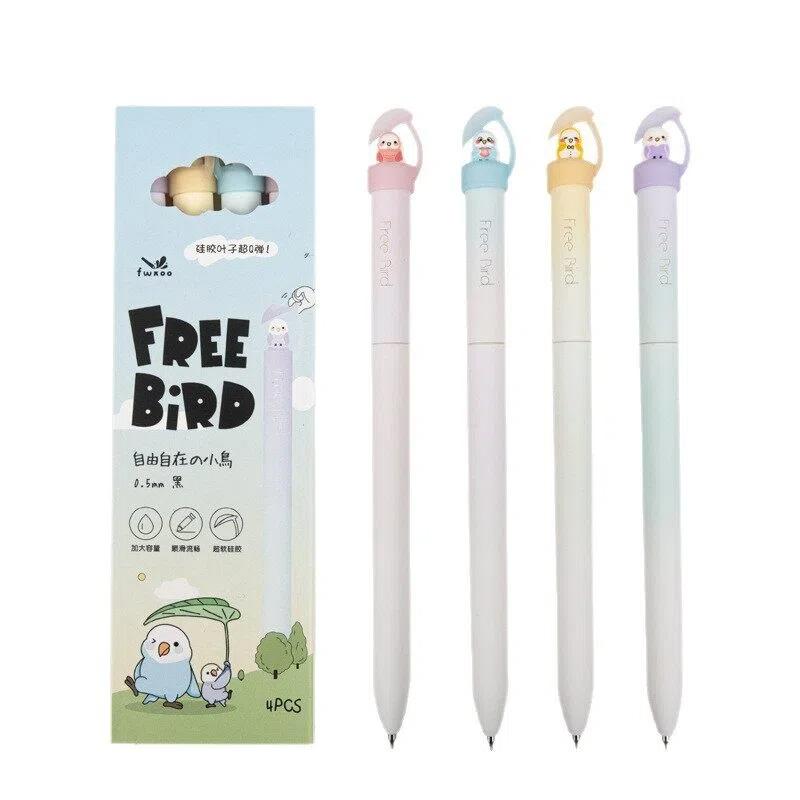 

4Pcs 0.5Mm Black Ink Cute Rotating Bird Gel Pens Smooth And Quick-Dry Fun Stress Relief Pens For School & Office Gifts one size