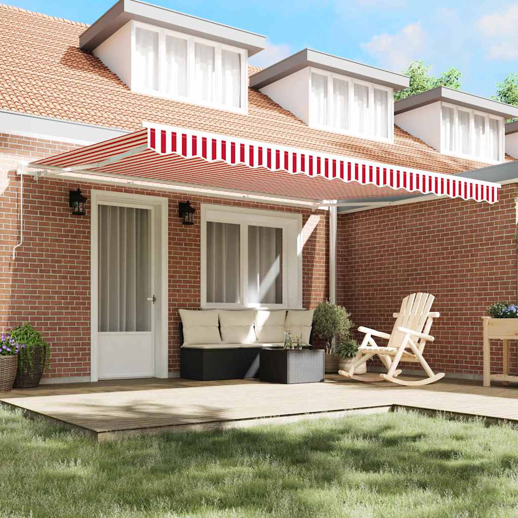 Retractable Awning Red and White 450 X 350 X 165 Cm