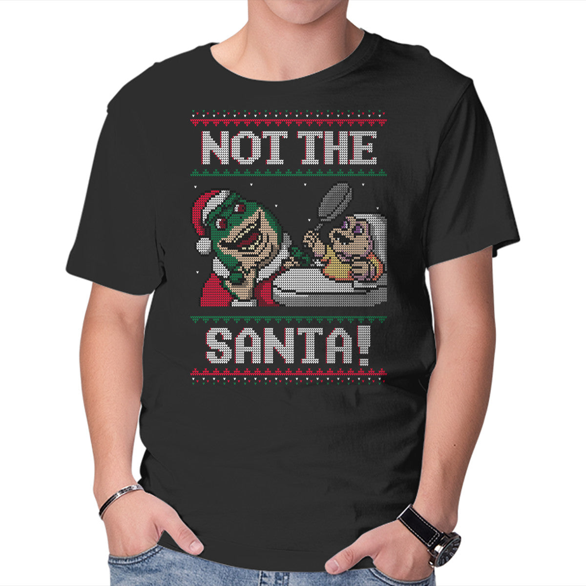 Unisex Crew Neck T-Shirt Not The Santa Graphic Short Sleeve Casual Tee M