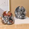 Dragon Skull Figurine for Halloween Resins Statue with Spices Shaker Display Stand Rack Kitchen Decoration for Collectors