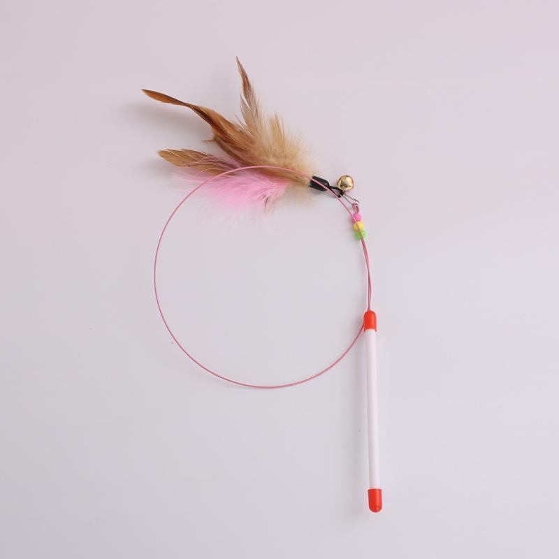 30pcs Kitten Pet Toy Interactive Chaser Training Rod Cat Catcher Feather Wand Fishing Pole Teaser