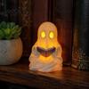 Whimsical Desk Accessory Cute Ghost Reading Book Lamp, Lighted Figurine with Warm LED Night Light Light, Halloween for Mantel Shelf Table Indoor Home