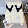 2024 Spring/Autumn Loose Korean Style Lotus Leaf Collar Button Sweater - Women's Fashionable Versatile Design.