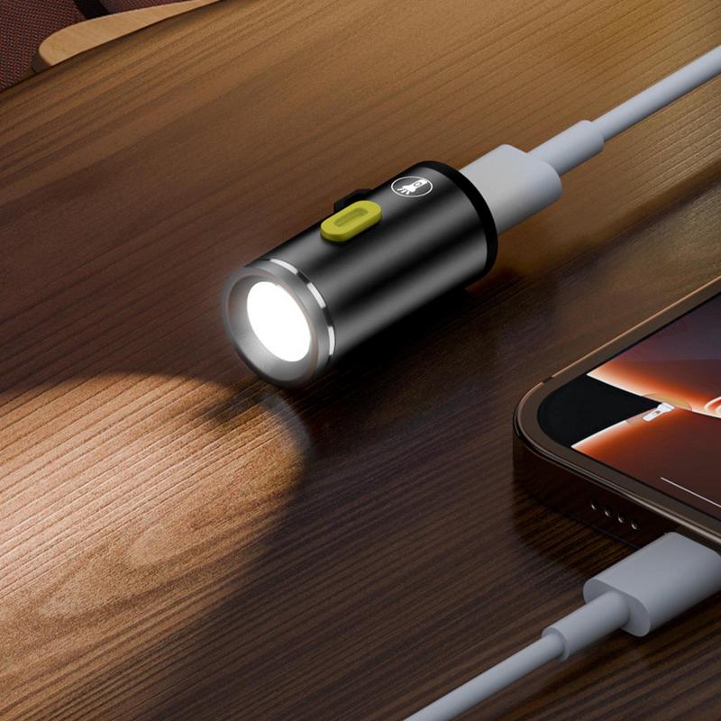 Type-C LED Handheld Strong Light Pocket Keychain Flashlight Mini Flashlight Small Torch Light Outdoor Hiking Camping Accessories