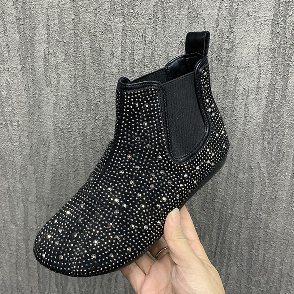 Winter Women Boots Warm Fur Snow Boots Fashion Rhinestone Ankel Boots AntiSlip Plush Casual Flats Boots Autumn Women Shoes