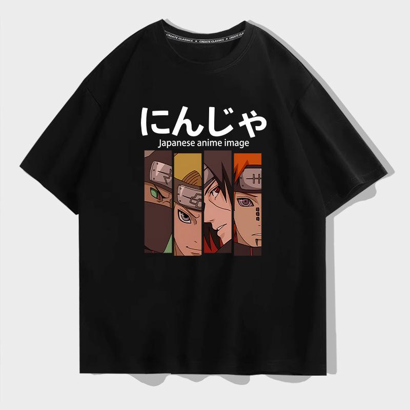 Japanese Anime Naruto Short Sleeve T-Shirt Cotton Loose Teen Student Half Sleeve Trendy Top Summer Dress 150XXS