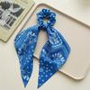 Fashion Print Chiffon Long Ribbon Scrunchies Women Girls Ponytail Scarf Elastic Hair Bands Ties Hair Accessories