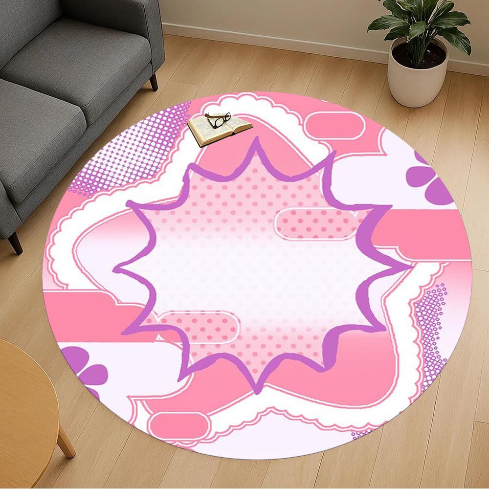 1PC Pink Pattern Office Round Area Rug, Under Office Chairs Bedroom Living Room Home Decor,Carpet for Office, -1110278
