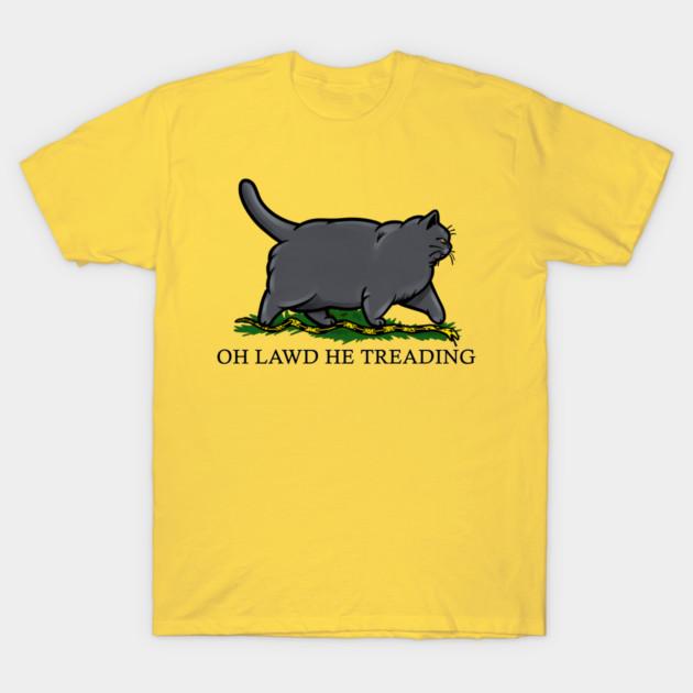 Asian Size Men Black Print T-shirt Oh Lawd He Treading Chartreux Cat No-Cut Print Cotton Tshirt 3XL жёлтый