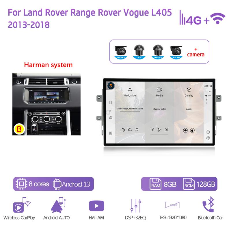 13.3" For Land Rover Range Rover Vogue L405 2013-2018 Android13 Car Multimedia Player GPS Navigation 8+128G CarPlay 4G AC Screen