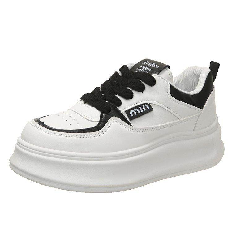 

Новые универсальные белые туфли-бублики, женские весенне-осенние черно-белые туфли на толстой подошве 2024 года, новые повседневные спортивные туфли с увеличенным каблуком 40