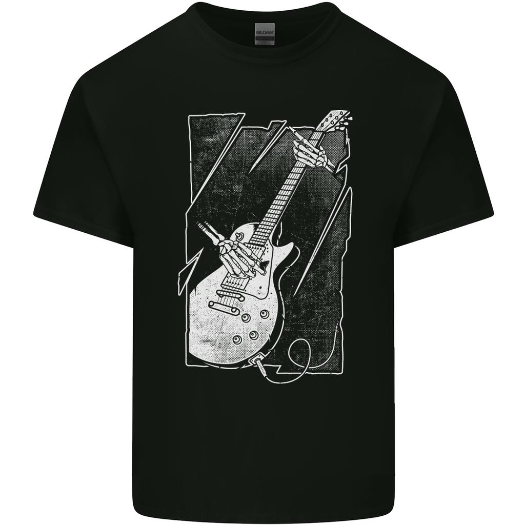 Skeleton Playing Guitar Guitarist Electric Unisexs Light Cotton TShirt