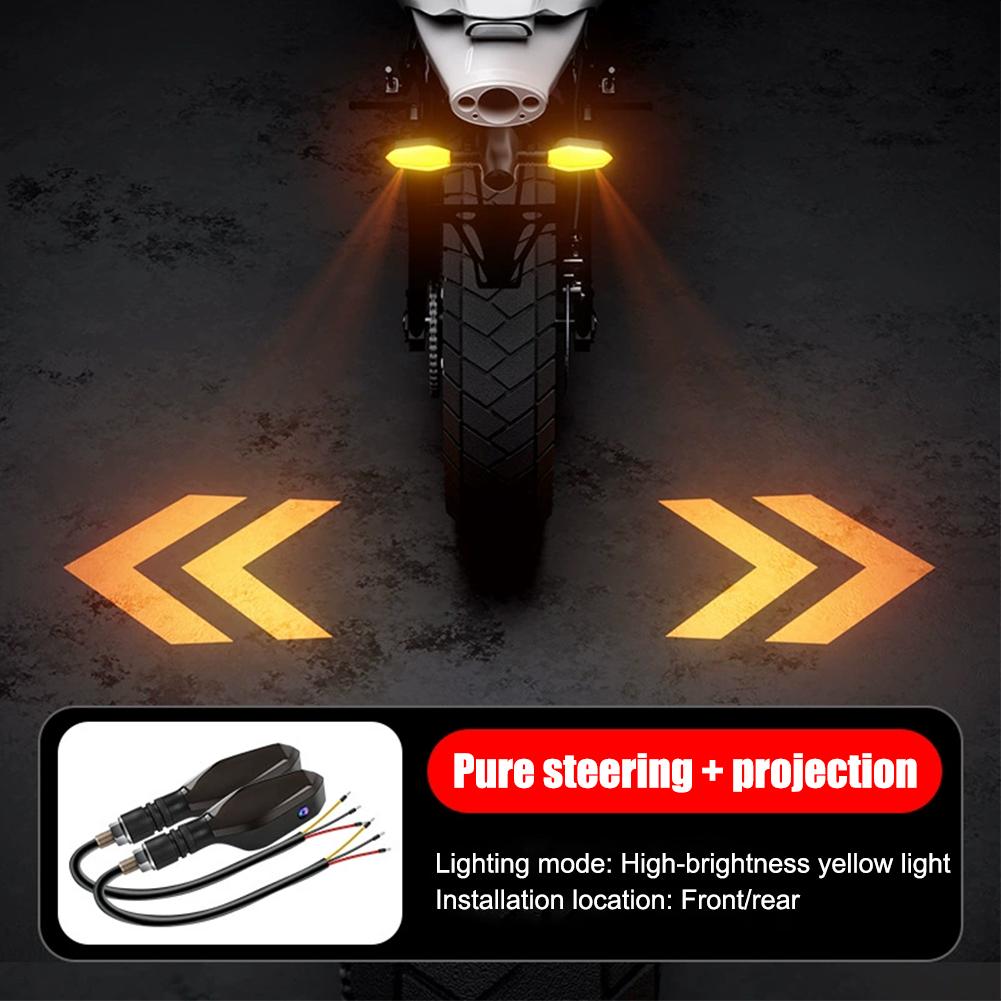 1Pair Motorcycle LED Turn Signals  Flowing Dynamic Blinkers High Brightness Waterproof Projection Turn Light for Motorbike