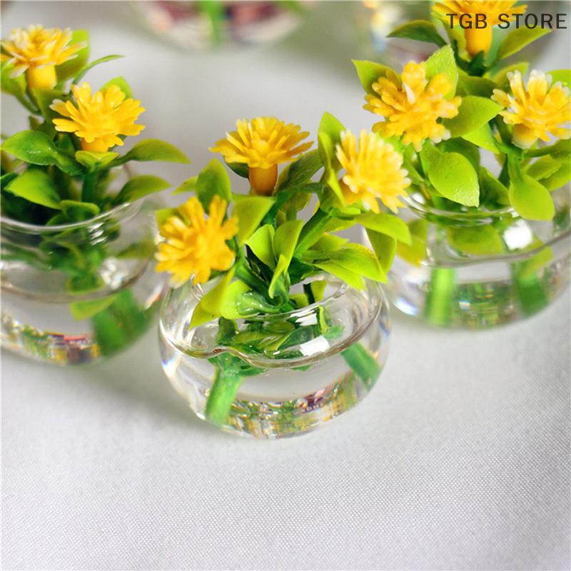 1Pcs 1:12 Dollhouse Miniature Resin Green Potted For Home Decor Simulation Potted Plants