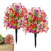 Artificial Topiary Ball Plant Sun-Resistant Fade-Proof 2 Pieces 22inch Flower Topiary Ball Outdoor Decor for Porch Patio