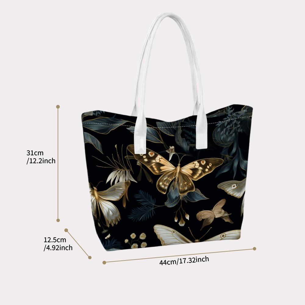 Elegant Butterfly Print Tote Bag Fashion Lightweight Portable Casual Daily Carry Handbag for Women