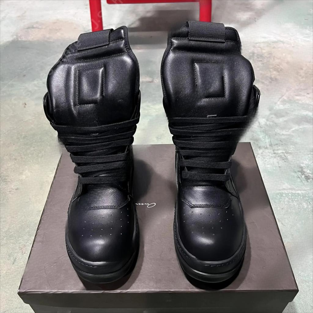 R-o Klasik Spor Ayakkabı Siyah Deri Yüksek Bilekli Ayakkabı Siyah Bot Dana Derisi Erkek Spor Ayakkabı Fermuarlı Kadın Günlük Ayakkabı Bağcıklı Bilekte Bot