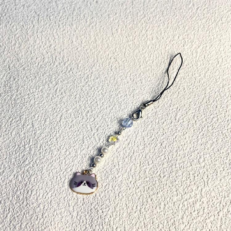 Lovely Cat Phone Charm Pendant Creative Creative Animal Keychain Phone Accessory Trendy Beaded Charm for Stylish Women