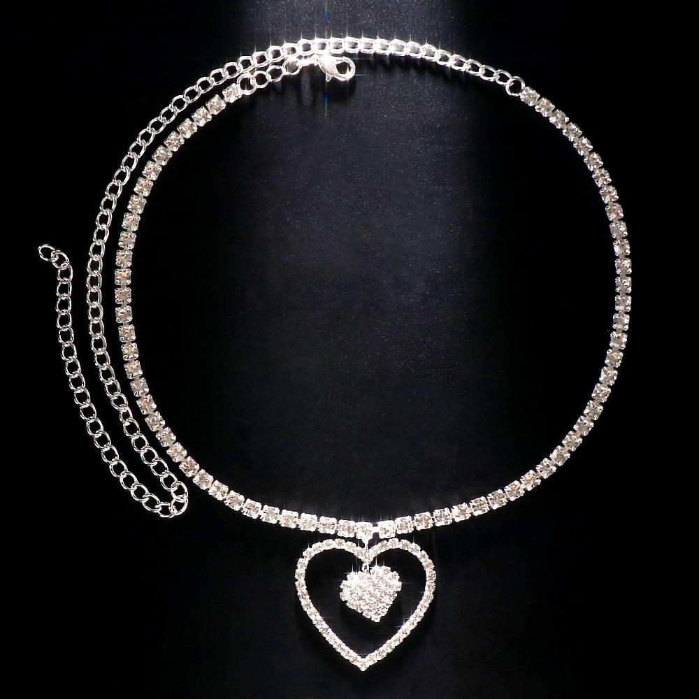 

Ожерелье в форме сердца для девочек, продвинутая сенсорная универсальная цепочка на ключице со стразами, мигающая серебряный