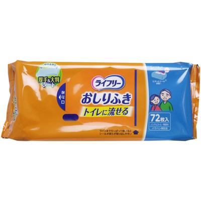 Unicharm Lifree Baby 72 Wipes That Can Be Flushed Down the Set of 3 Co., Ltd. Wipes, Toilet,