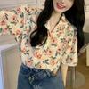 1116 Summer New Flower Shirt Women's Short-sleeved Shirt Korean Retro Hong Kong Style Chic Design Niche Top