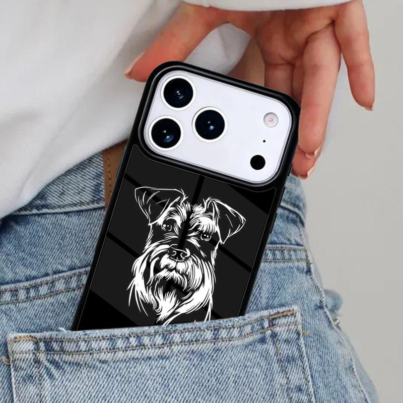 Cartoon Schnauzer Dog Phone Case for iPhone 16e 15 14 13 12 17 Pro Max Plus Air 17pro Cover Coque