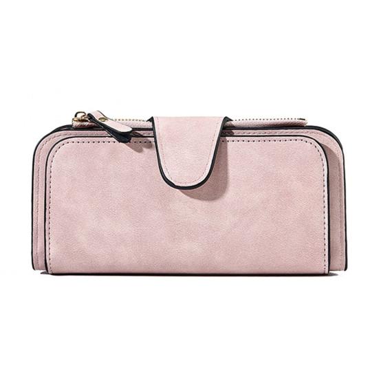 Women Long Wallet Large Capacity Card Holder Trifold Clutch Purse with Zipper Pocket 16 Card Slots ID Windows for Dates Work Party