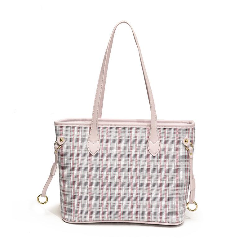 Tote bag women's large-capacity plaid commuter bag new casual shoulder bag college student class bag
