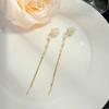 Elegant  Fairy Long Camellia Pearl Tassel Earrings For Women Minimalist Luxury Quality Jewelry Piercing Stud Earrings