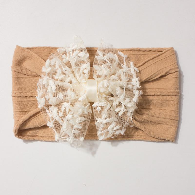 New Jacquard Baby Elastic Headband, Cute Lace Bow Children's Headscarf, Thin Baby Headband