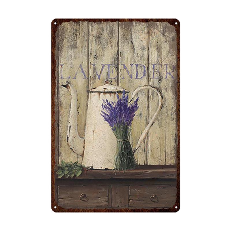Flowers Metal Tin Sign Retro Plates Rose Peony Lavender Art Plaque Vintage Poster Garden Room Home Wall Decor Gift