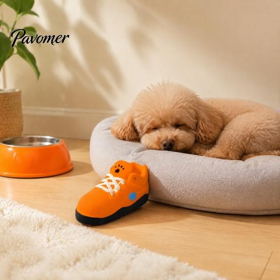 Durable Latex Chew Toys for Puppies Cartoon Shoe Squeaky Dog Toy, Funny Sneaker Shape Toy Pet Training Small Medium Dogs, Bite Resistant, Interactive